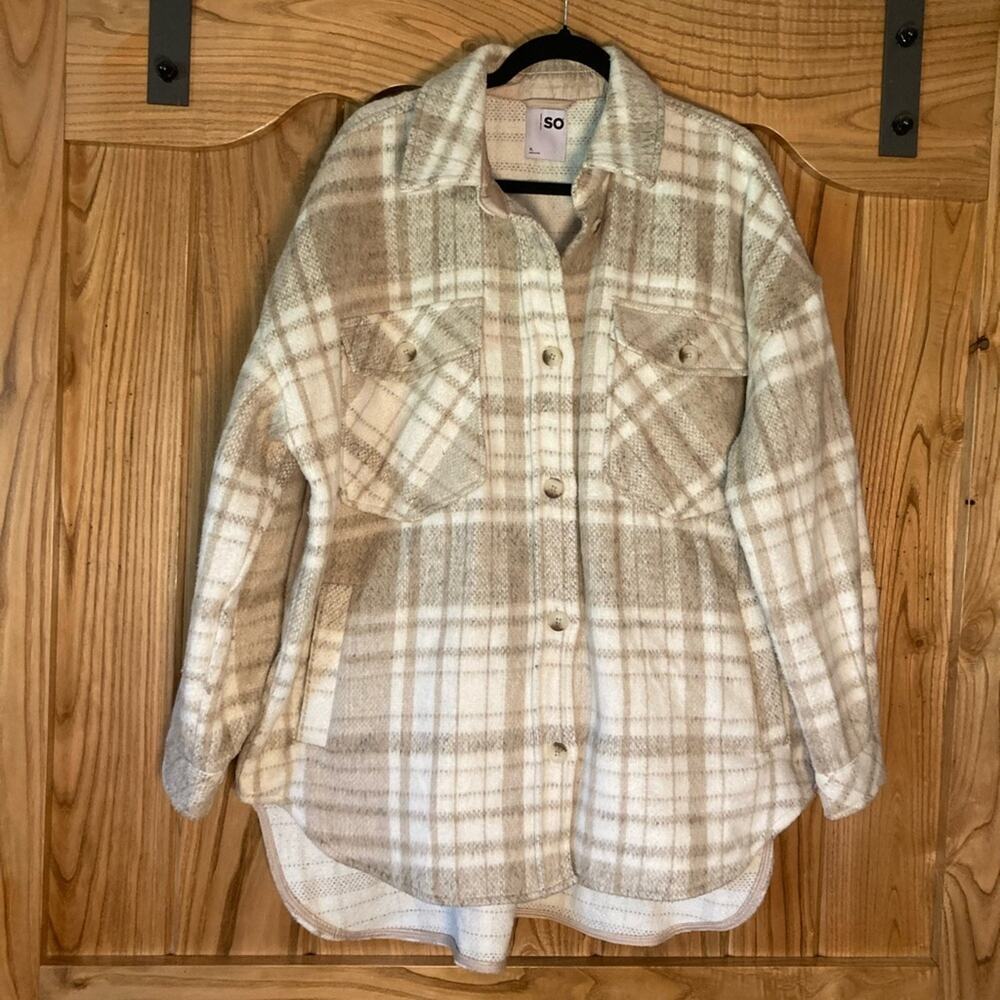 So Shacket Button Down Plaid Women's XL